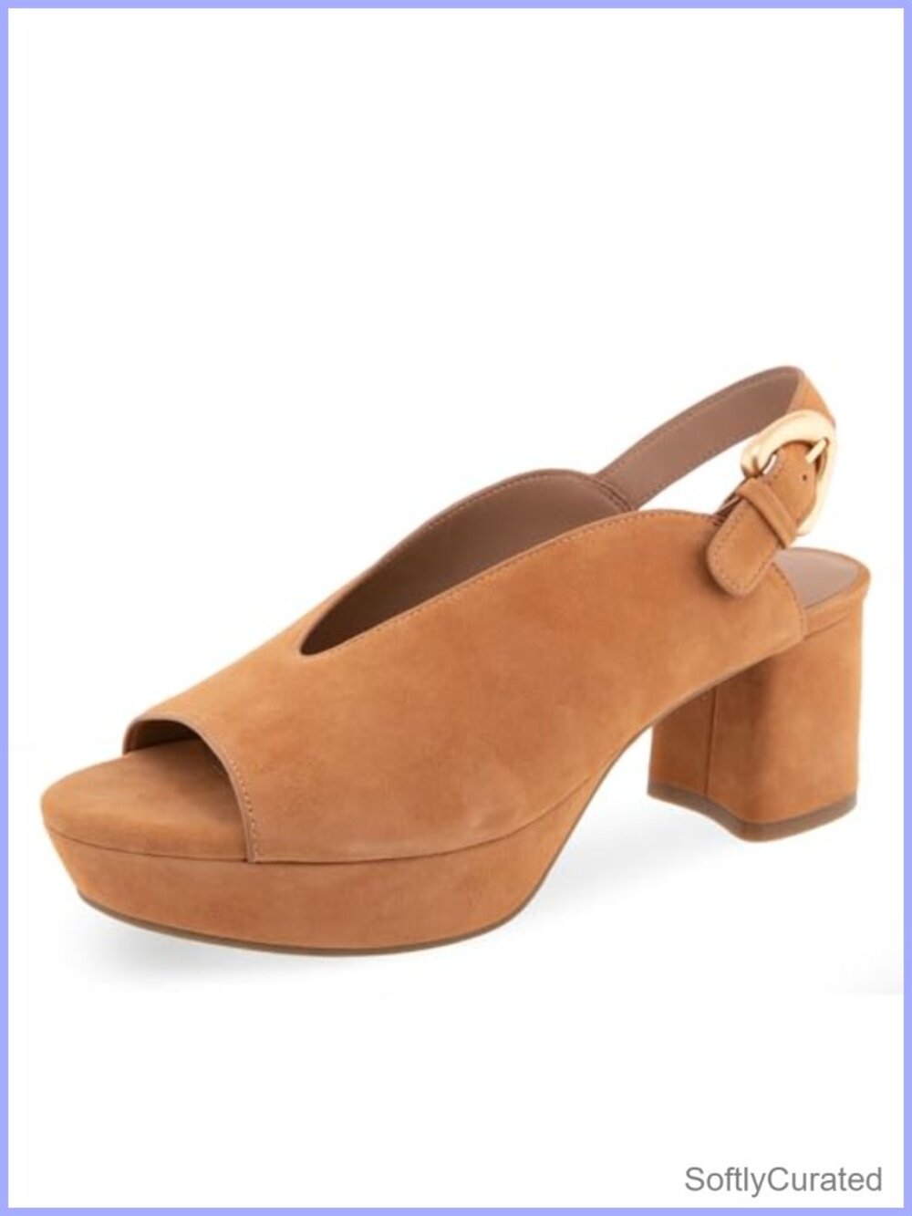 Suede Platform Wedge Sandal Slingback Buckle Comfort